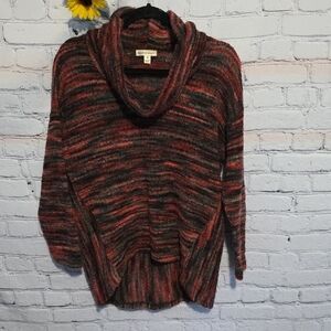 John Paul Richard Striped Cowl Neck Hi Lo Sweater Sz M